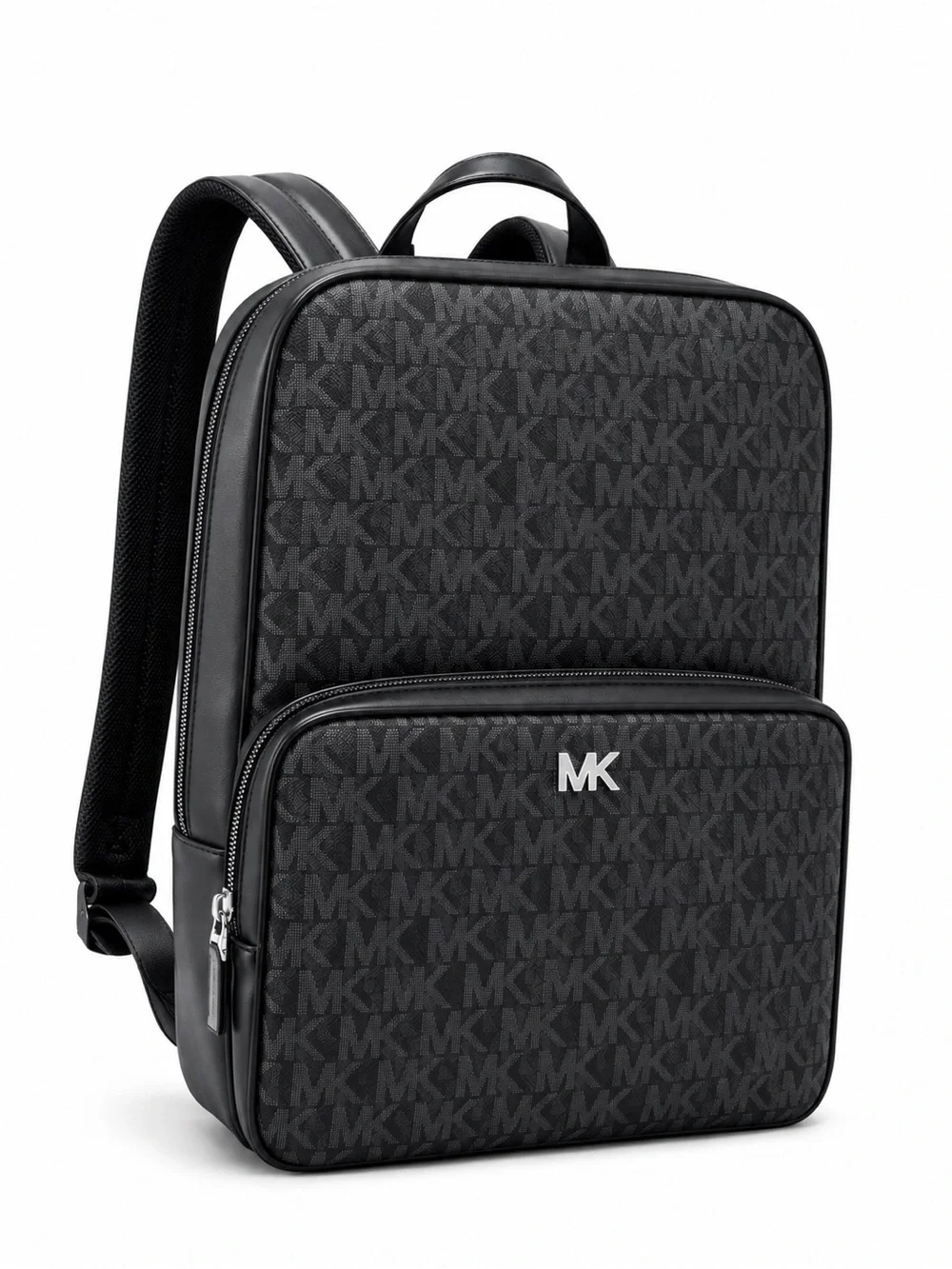 Michael Kors Authentic New with Tags Black MK Monogram Zip-Front Backpack